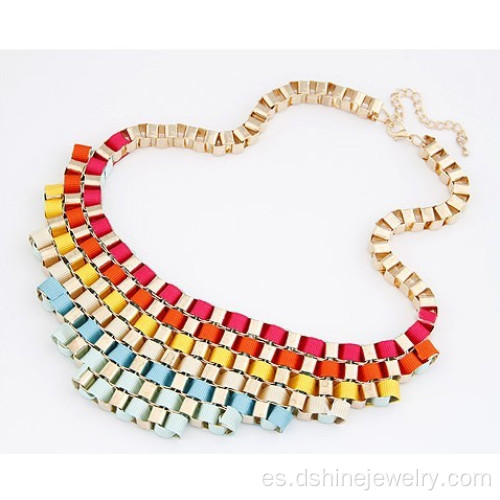 Oro plateado Retro cadena Twist tejido Collar collar